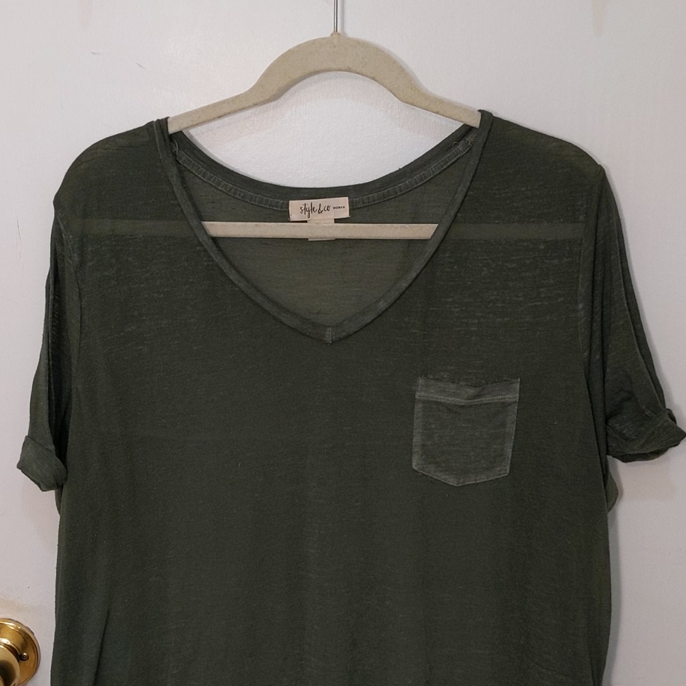 Sheer dark green shirt